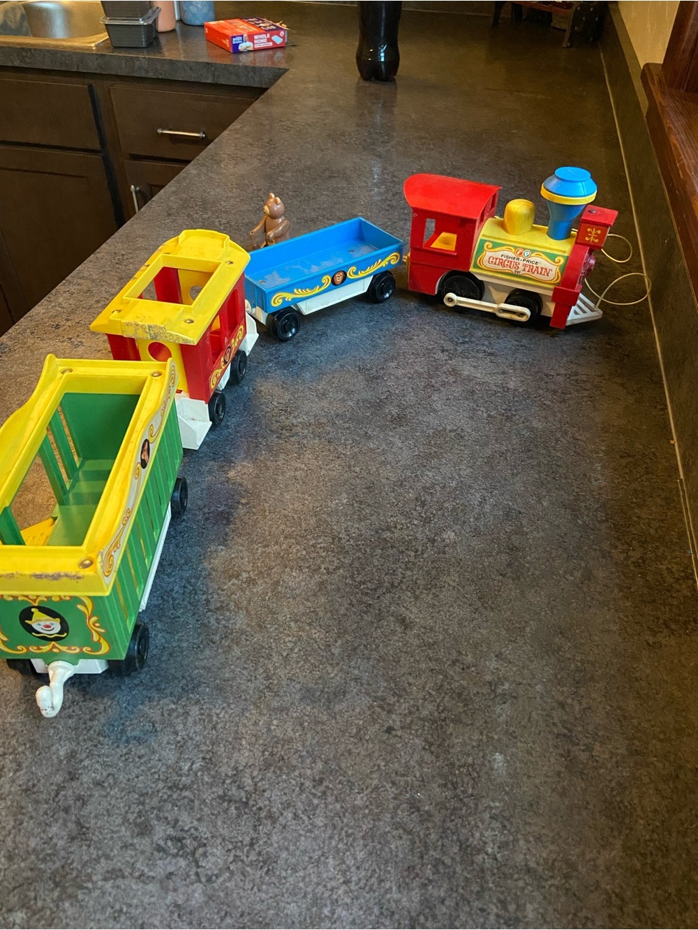 Fisher-Price Colorful Pull-Along Circus Train in Red, Yellow, Blue, Green